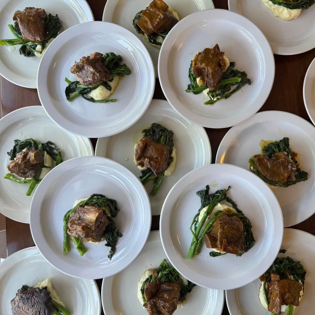 Roasted meat sliced and arranged for catered event service.